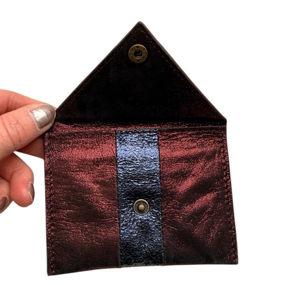 Anthropologie Metallic Leather Envelope Card Holder - Picture 3 of 5
